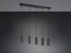 Moderne LED Pendelleuchte 5-flammig aus Metall Schwarz, Breite 85cm