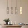 Moderne LED Pendelleuchte 4-flammig aus Metall in Coffee Tönen, B: 80cm