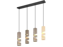 Moderne LED Pendelleuchte 4-flammig aus Metall in Coffee Tönen, B: 80cm