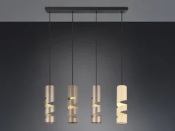 Moderne LED Pendelleuchte 4-flammig aus Metall in Coffee Tönen, B: 80cm