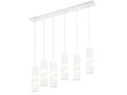 Moderne LED Pendelleuchte 6-flammig aus Metall in Weiß, B:100cm