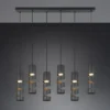 Moderne LED Pendelleuchte 6-flammig aus Metall in Schwarz, B:100cm