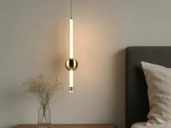 Moderne LED Pendelleuchte MELITA 1-flammig, dimmbar, Metall Messing Ø 13cm