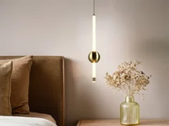 Moderne LED Pendelleuchte MELITA 1-flammig, dimmbar, Metall Messing Ø 13cm