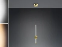 Moderne LED Pendelleuchte MELITA 1-flammig, dimmbar, Metall Messing Ø 13cm