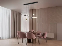 Moderne LED Pendelleuchte MELITA dimmbar, Metall Schwarz Gold, Breite 110cm