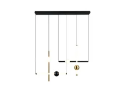 Moderne LED Pendelleuchte MELITA dimmbar, Metall Schwarz Gold, Breite 110cm