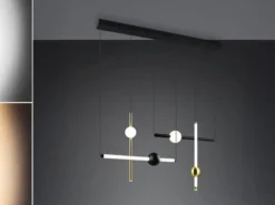 Moderne LED Pendelleuchte MELITA dimmbar, Metall Schwarz Gold, Breite 110cm