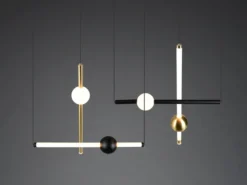 Moderne LED Pendelleuchte MELITA dimmbar, Metall Schwarz Gold, Breite 110cm