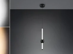 Moderne LED Pendelleuchte MELITA 1-flammig, dimmbar, Metall Schwarz Ø 13cm