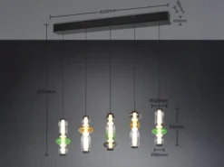 Moderne LED Pendelleuchte MINERVA 5-flammig, höhenverstellbar, Breite 100cm