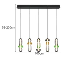 Moderne LED Pendelleuchte MINERVA 5-flammig, höhenverstellbar, Breite 100cm