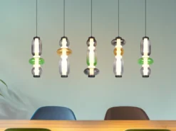 Moderne LED Pendelleuchte MINERVA 5-flammig, höhenverstellbar, Breite 100cm