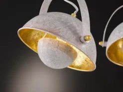Moderne LED Pendelleuchte Retrolook in Betonoptik & Gold schwenkbar, B: 95cm