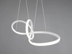 Moderne LED Pendelleuchte SANSA dimmbar, Weiß geschwungen, Breite 80cm