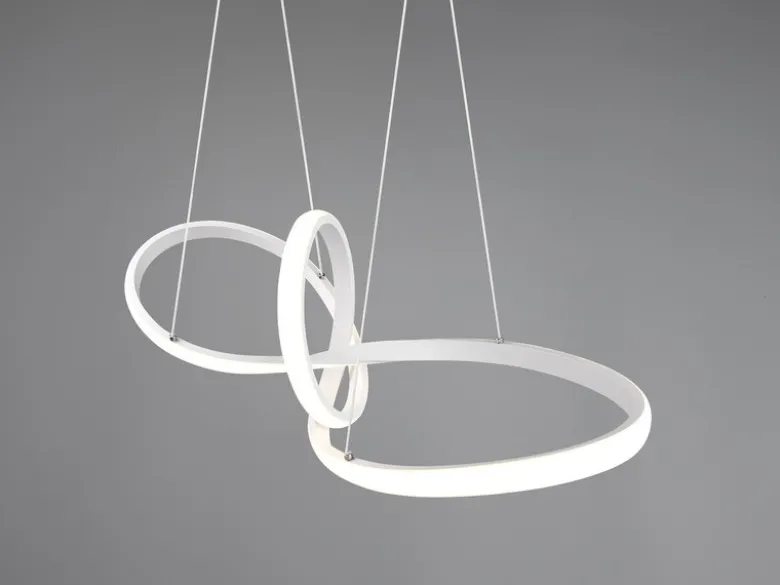 Moderne LED Pendelleuchte SANSA dimmbar, Weiß geschwungen, Breite 80cm
