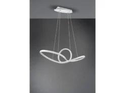 Moderne LED Pendelleuchte SANSA dimmbar, Weiß geschwungen, Breite 80cm