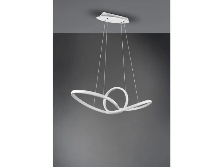 Moderne LED Pendelleuchte SANSA dimmbar, Weiß geschwungen, Breite 80cm
