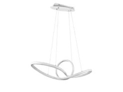 Moderne LED Pendelleuchte SANSA dimmbar, Weiß geschwungen, Breite 80cm