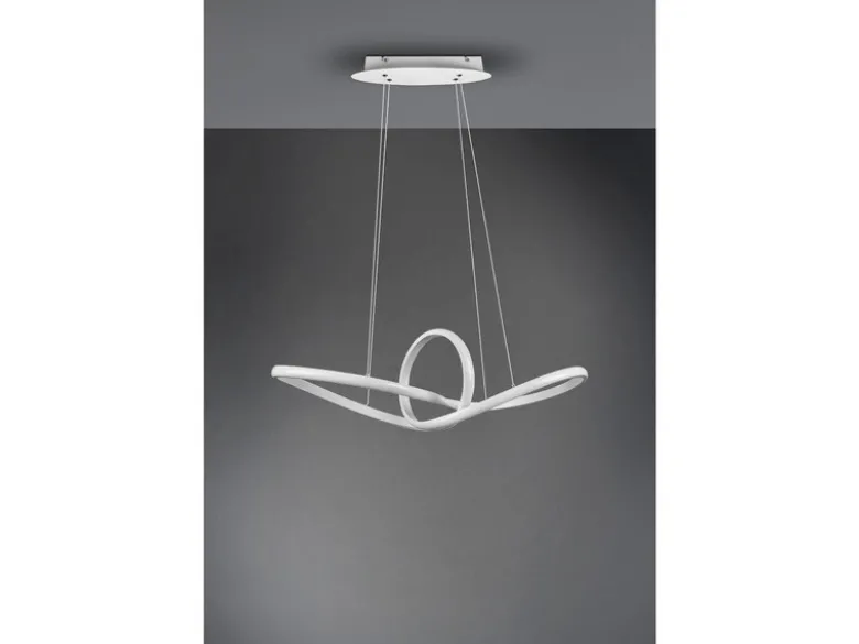 Moderne LED Pendelleuchte SANSA dimmbar, Weiß geschwungen, Breite 80cm