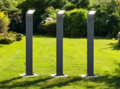 Moderne LED Pfostenleuchte aus ALU 3er SET in anthrazit, IP54, Höhe 100 cm