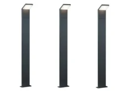 Moderne LED Pfostenleuchte aus ALU 3er SET in anthrazit, IP54, Höhe 100 cm