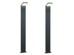 Moderne LED Pfostenleuchte 2er SET aus ALU in anthrazit, IP54, Höhe 100 cm