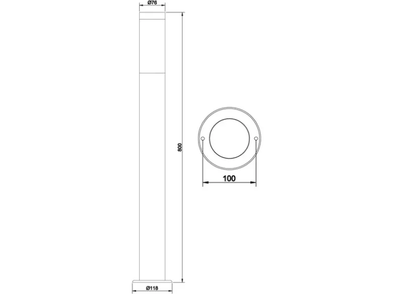 Moderne LED Pollerleuchte aus Edelstahl in Silber, Höhe 80cm