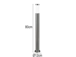 Moderne LED Pollerleuchte aus Edelstahl in Silber, Höhe 80cm