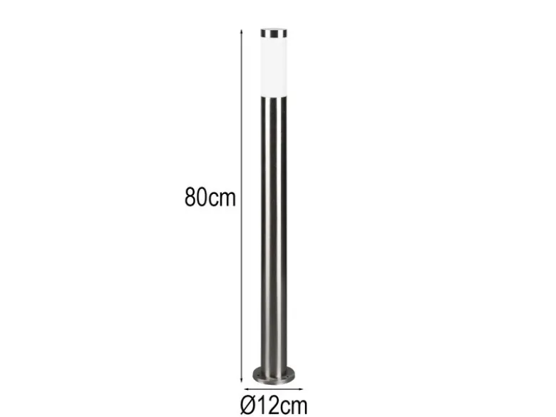 Moderne LED Pollerleuchte aus Edelstahl in Silber, Höhe 80cm