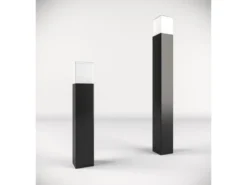 Moderne LED Pollerleuchte aus Aluminium in Schwarz, Höhe 80cm