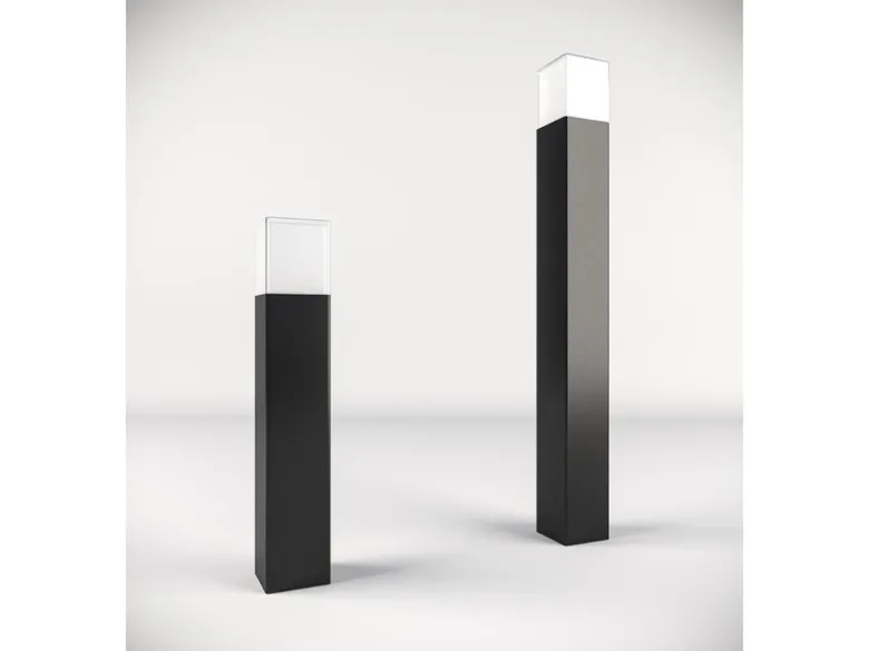 Moderne LED Pollerleuchte aus Aluminium in Schwarz, Höhe 80cm