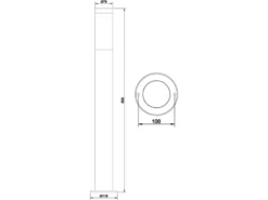 Moderne LED Pollerleuchte aus Edelstahl in Schwarz, Höhe 80cm