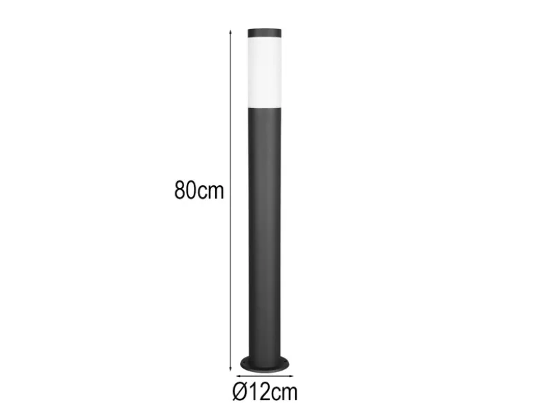 Moderne LED Pollerleuchte aus Edelstahl in Schwarz, Höhe 80cm
