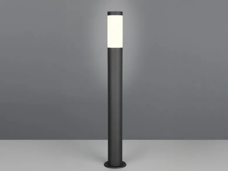 Moderne LED Pollerleuchte aus Edelstahl in Schwarz, Höhe 80cm