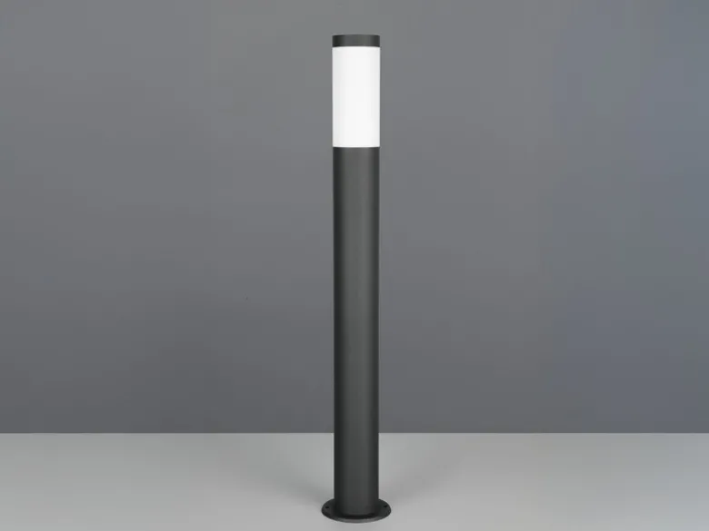 Moderne LED Pollerleuchte aus Edelstahl in Schwarz, Höhe 80cm
