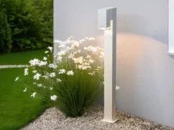 Moderne LED Pollerleuchte aus Aluminium, Höhe 100cm, Weiß