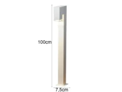 Moderne LED Pollerleuchte aus Aluminium, Höhe 100cm, Weiß