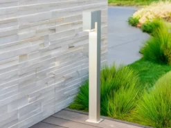 Moderne LED Pollerleuchte aus Aluminium, Höhe 100cm, Weiß