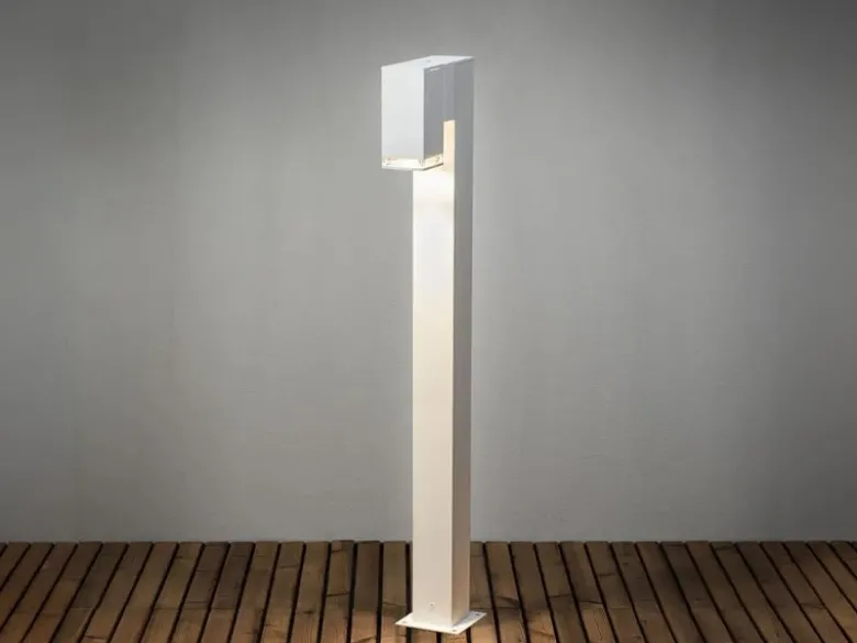 Moderne LED Pollerleuchte aus Aluminium, Höhe 100cm, Weiß