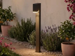 Moderne LED Pollerleuchte aus Aluminium, Höhe 100cm, Schwarz