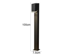 Moderne LED Pollerleuchte aus Aluminium, Höhe 100cm, Schwarz