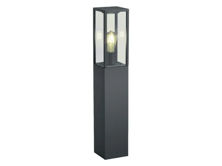 Moderne LED Pollerleuchte in Anthrazit mit Glas, Höhe 80cm