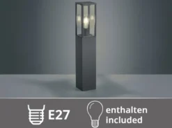 Moderne LED Pollerleuchte in Anthrazit mit Glas, Höhe 80cm
