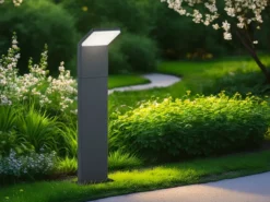 Moderne LED Pollerleuchte PEARL aus Aluminium Anthrazit, Höhe 50cm