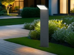 Moderne LED Pollerleuchte PEARL aus Aluminium Anthrazit, Höhe 50cm