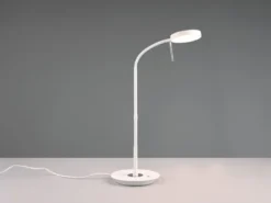 Moderne LED Schreibtischlampe MONZA dimmbar mit Flexarm, Weiß, Höhe 57cm
