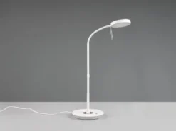 Moderne LED Schreibtischlampe MONZA dimmbar mit Flexarm, Weiß, Höhe 57cm