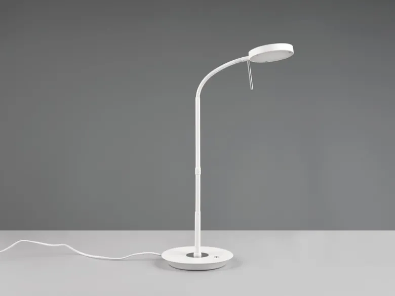 Moderne LED Schreibtischlampe MONZA dimmbar mit Flexarm, Weiß, Höhe 57cm