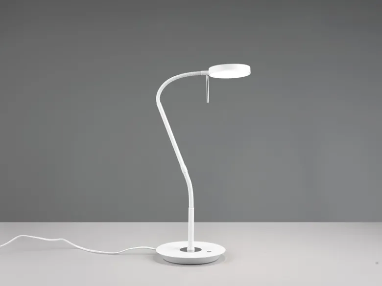 Moderne LED Schreibtischlampe MONZA dimmbar mit Flexarm, Weiß, Höhe 57cm